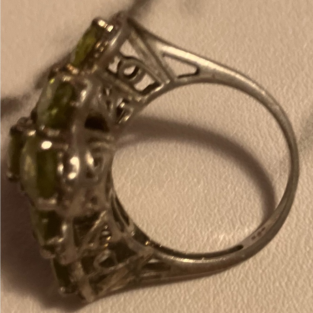 Exquisite925💚&14kGreen Peridot Ring!Size8aprox Era1890 - Picture 10 of 16